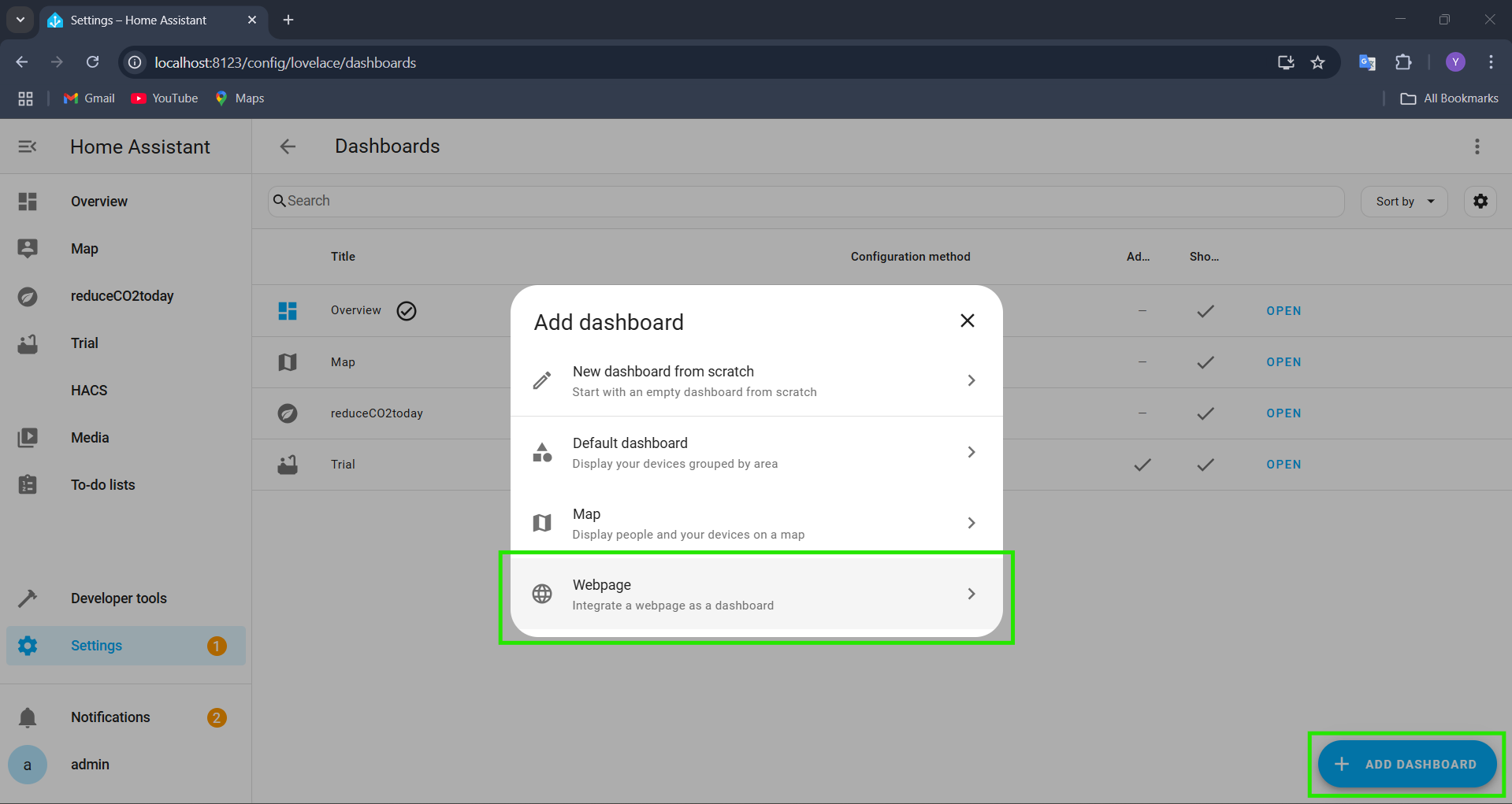 Select Webpage